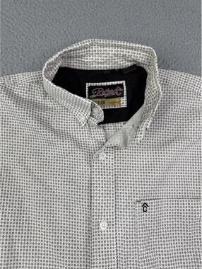 Rafter C Pro Flex 45 Button Down Beige Geometric Long Sleeve Shirt Men's Large